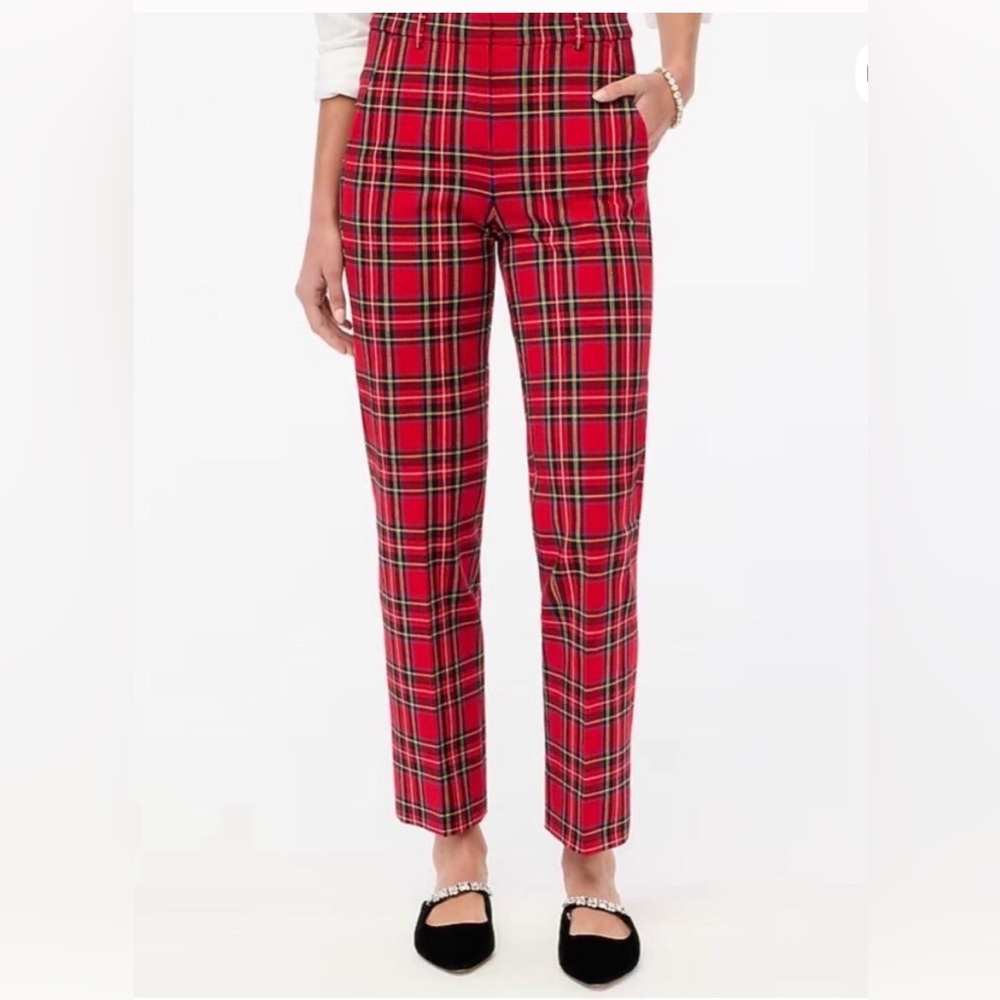 J. Crew Holiday Red Plaid Straight Leg Kallie Pants
